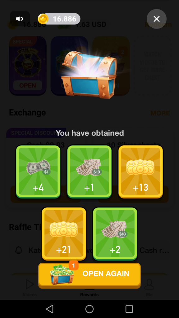 ClipClaps app mở rương nhận thẻ quà tặng