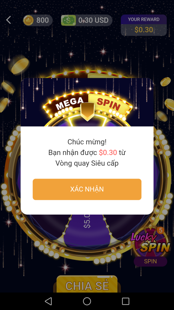 Clipclaps vòng quay may mắn nhận tiền paypal